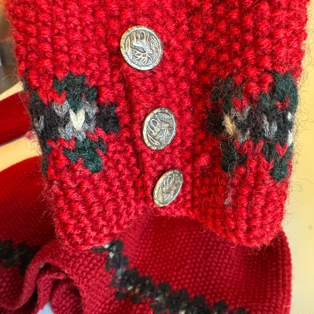 Ralph Lauren Sweater Cardigan 100%Wool Red Exclusive Hand Knit Fair Isle M - Picture 4 of 13